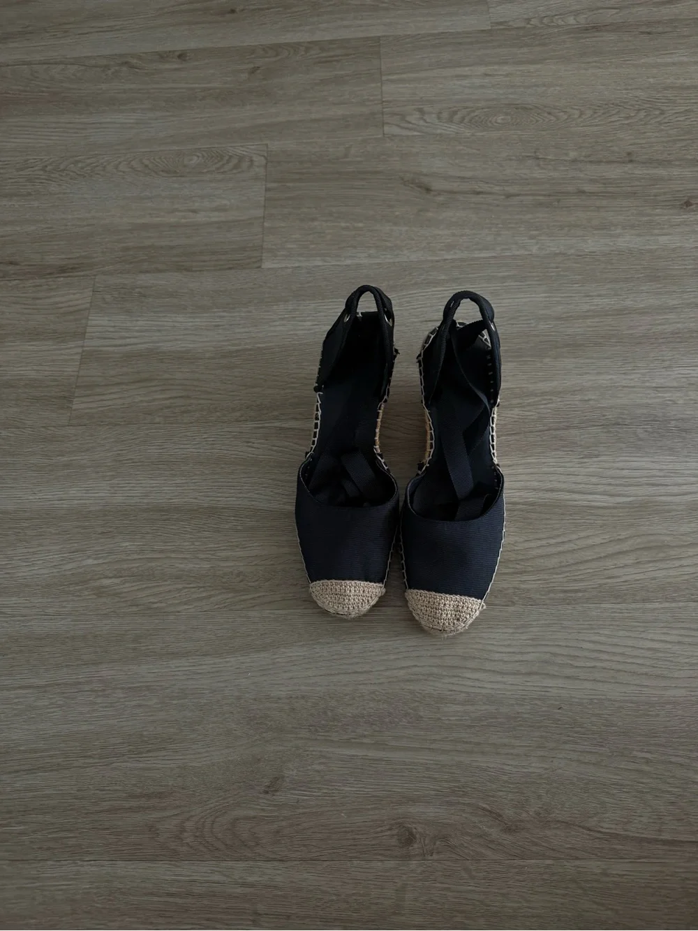 ASOS Black Espadrille Wedge Flats with Natural Toe